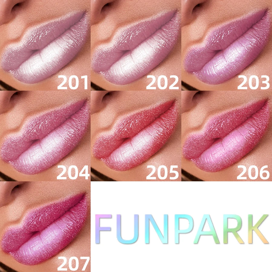 7 Colors Sparkling Metallic Finish Lipstick Hydrating Red Pink Glitter Lip Tint Shine Lip Color Highly Pigmented Lip Makeup Gift