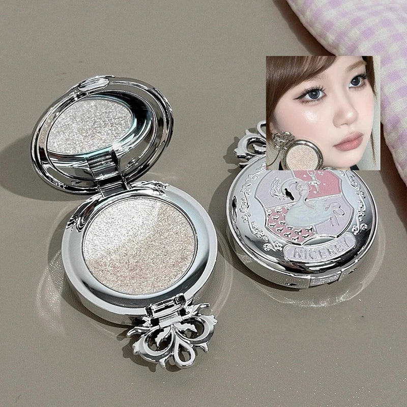 NICEKEY Monochrome Highlighter Champagne Gold Glitter Brighten Shiny Eye Makeup Diamond Shimmer Eyeshadow Palette Contouring