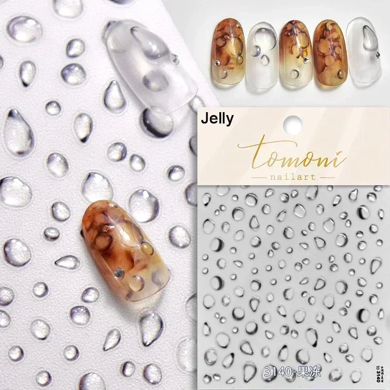Sea Wave Jellyfish Starfish Conch Shell Dolphin Pearl Summer Beach Goldfish Water Bubble Mermaid Koi INS Nail Art Stickers Decal