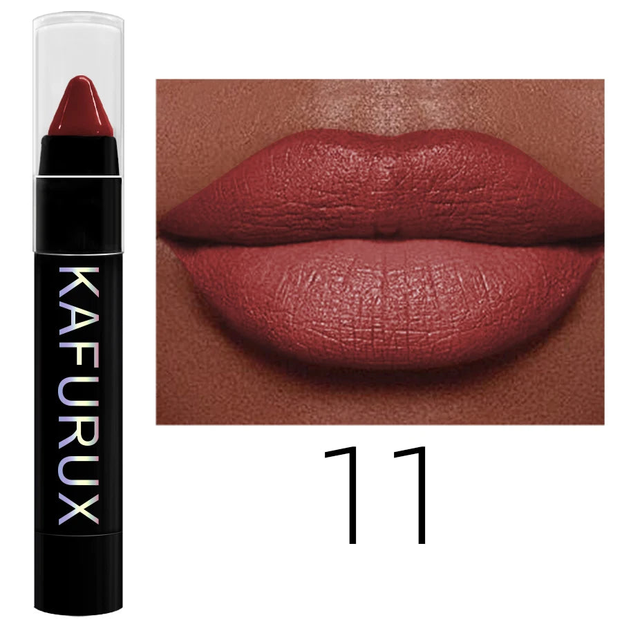 15 Colors Nude Velet Matte Lipstick Pencil Waterproof Long Lasting Red Brown Pink Lip Liner Pen Non-Stick Cup Makeup Lip Tint Pe