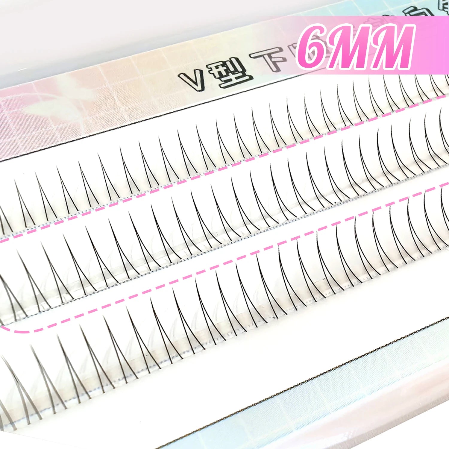 C Curl V Shape Black Under Eyelash Comic Eye Lashes Natural Bottom Lashes Soft Manga Eyelashes Bunches Eyelash Clusters Korean