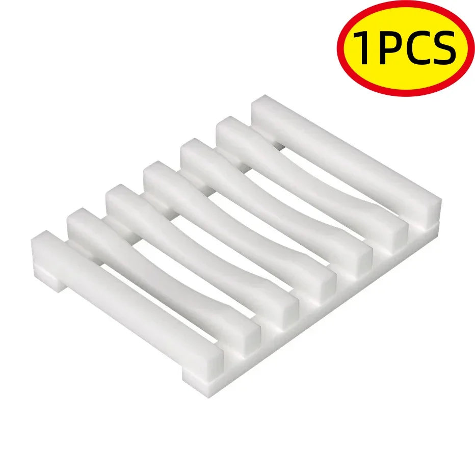 Flexible Silicone Soap Holder Hollow Design Bar Soap Dish Bathtub Kitchen Soap Saver Drainer Sponges Scrubber Display
