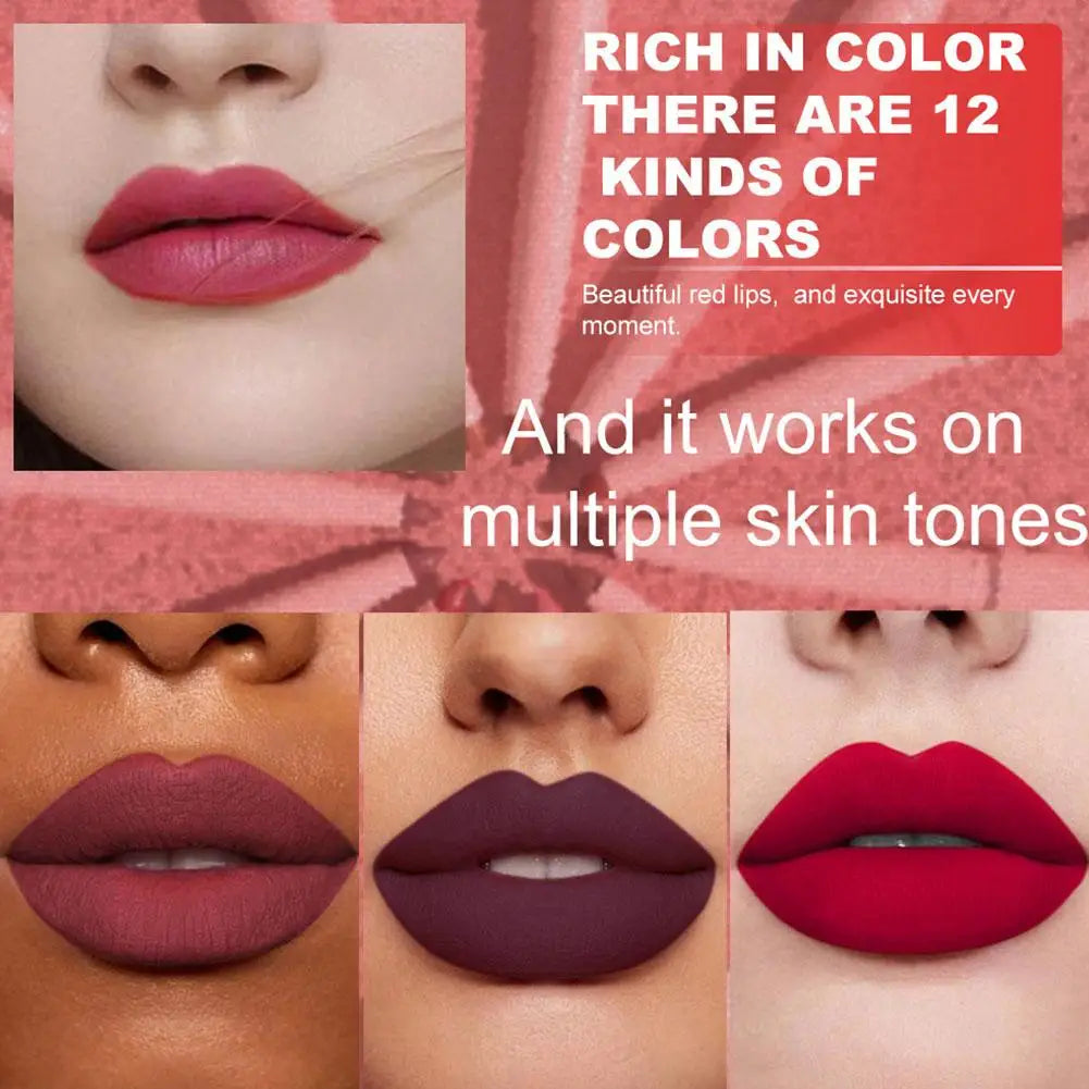 12 Colors Matte Lip Liner Pencil Set,Creamy Velvet Lipstick,Long Lasting Waterproof Smooth High Pigmented Lip Makeup for Women
