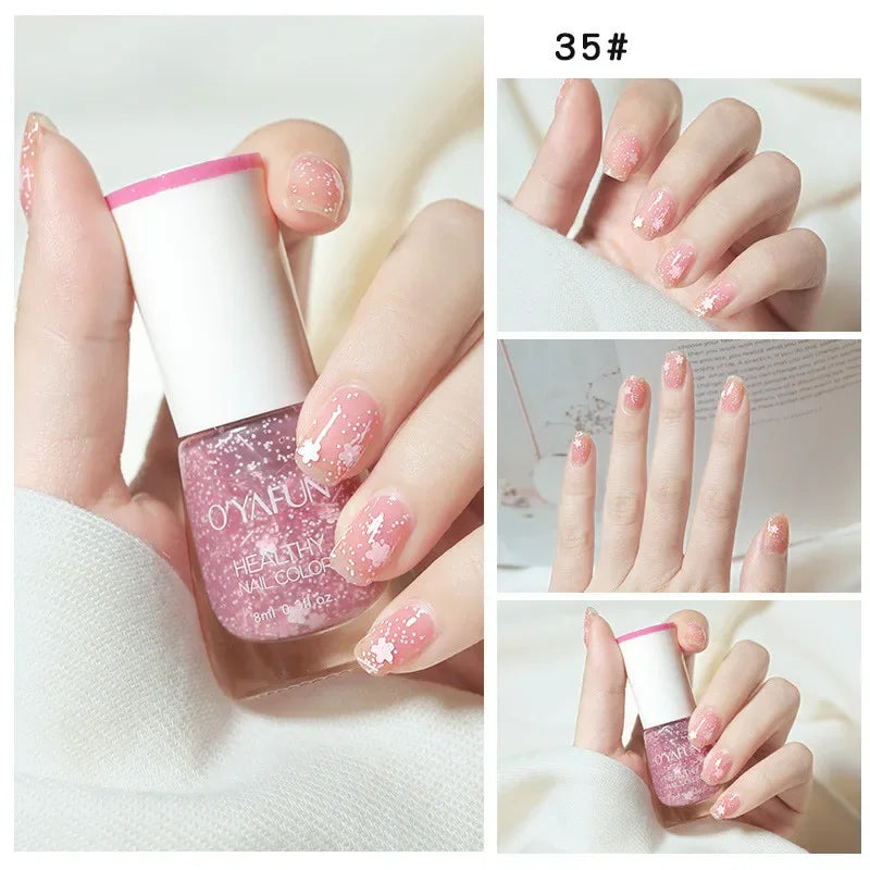 Matte Waterproof No-bake Nail Polish Nail Art Tearable Quick Dry Normal Without Lamp Nail Polish Glitter Sequins UV Varnish