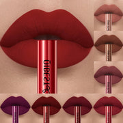 QIBEST Sexy Lipgloss Lasting Velvet Matte Lip Gloss Liquid Lipstick Makeup Women Beauty Nonstick Cup Waterproof Red Lipstick