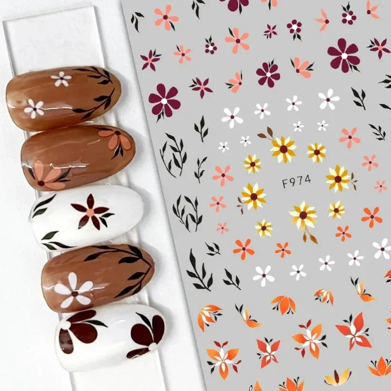Cherry Blossom 3D Nail Stickers White Flower Petals Nail Art Decals Elegant Wedding Design Spring Sakura Manicure Slider Decor