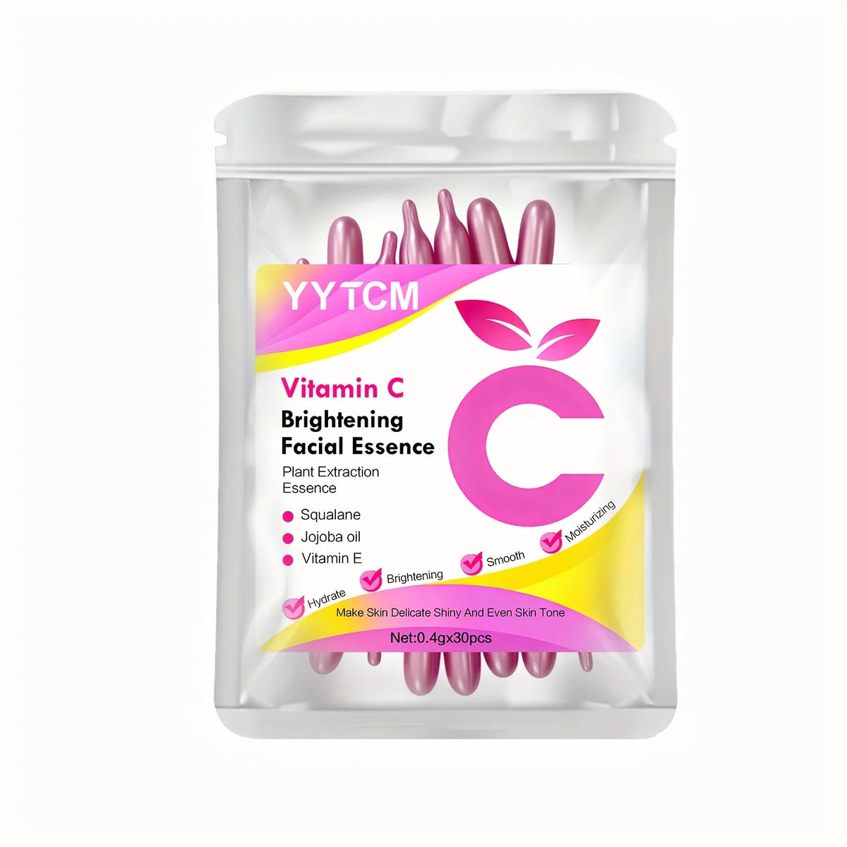 Vitamin C Moisturizing Capsule Serum – 30 Capsules with Squalane, Vitamin E, Magnolia & Jojoba Oils for Deep Hydration, Smooth & Radiant-Looking Skin