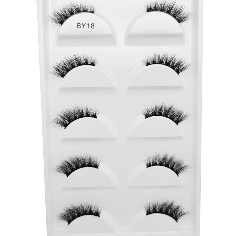 Natural 3D Mink False Eyelashes, Soft Wispy, Fluffy Eye Faux Lashes, Make Up Eyelash, Beauty Cat Cilios, 5 Pairs, 15 Styles