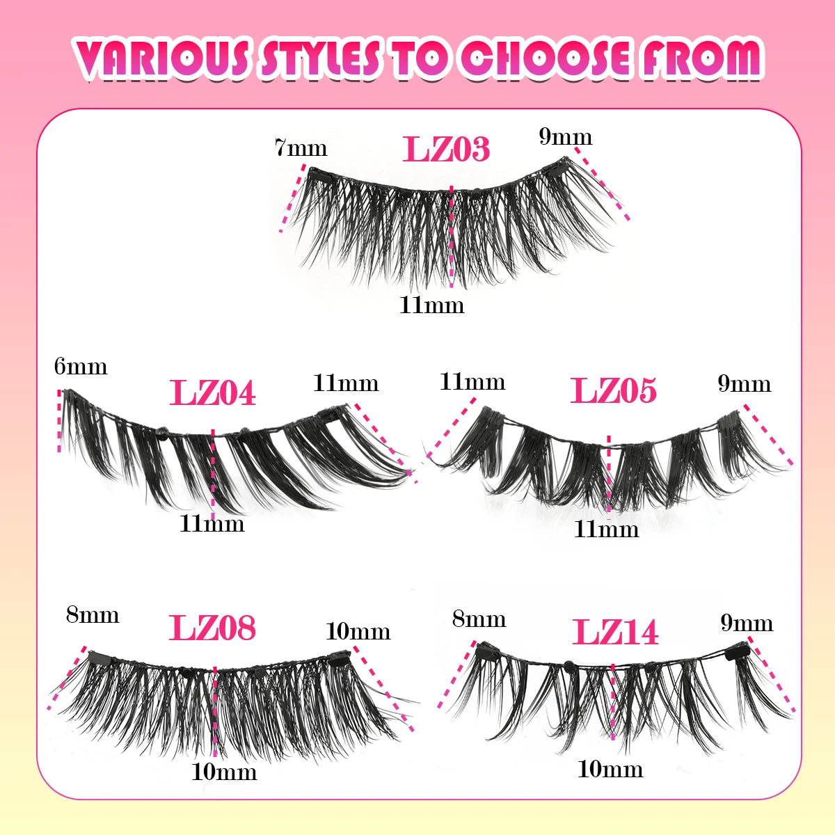 New 1 Pair Magnetic Eyelashes Handmade 3D Fluffy Faux Mink Lashes Reusable Natural False Eyelashes Magnetic Tweezers Makeup Set