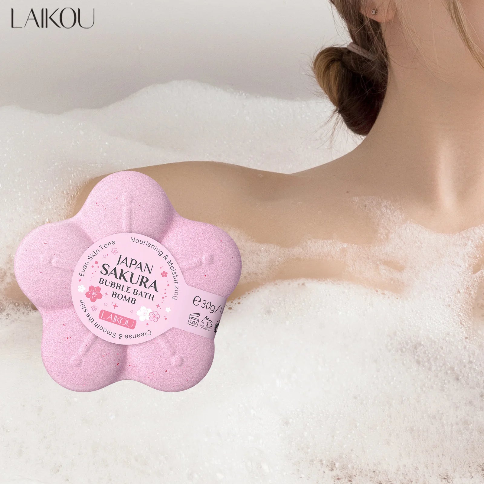 LAIKOU Japanese Sakura Bath Bubble Explosion Bath Salt for Body Cleansing Moisturizing 30g