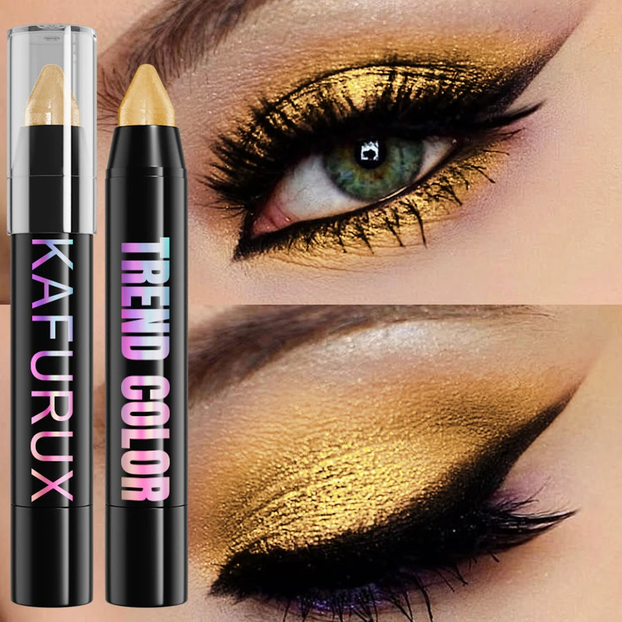 19 Colors Glitter Eye Shadow Pen Waterproof Metallic Matte Nude Eye Shadow Korean Makeup Gifts Purple Blue Brown Green Cosmetic