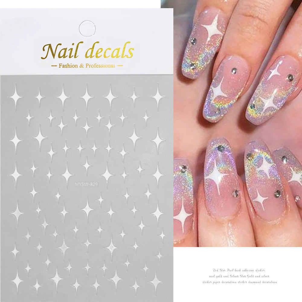 1pcs Star-Themed Nail Art Stickers 3D Self-Adhesive Plastic Decals With Glitter Finish Anime Rectangle Shape Ideal For DIY Nails