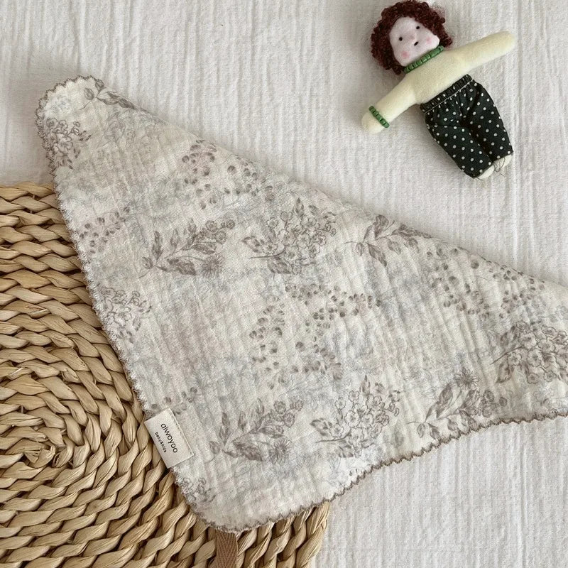 Korean Baby Wiping Face Towel Pure Cotton Floral Yarn Square Saliva Towels Infant Soft Handkerchief Newborn Kids Hand Washcloth