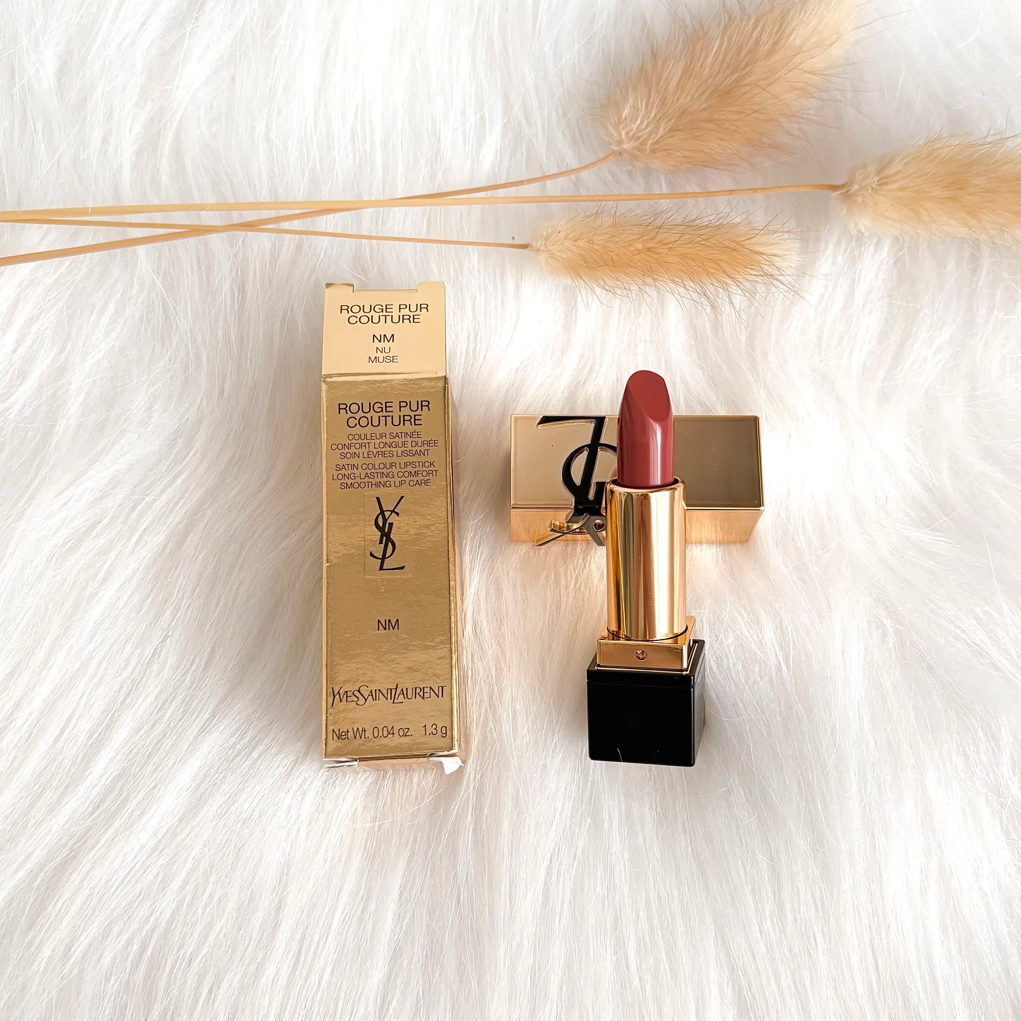YSL Rouge Pur Couture Satin Lipstick Mini NM Nu Muse 1.3g Moisturizing Long Lasting Lipstick with Ceramides Nourishing Lip Care