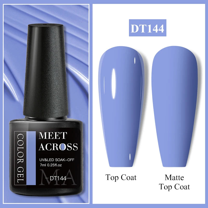 MEET ACROSS 7ml Dark Color Glitter Top Coat Gel For Nails Brocade Powder 2 In 1 Chameleon Nail Art Gel Varnish Manicure