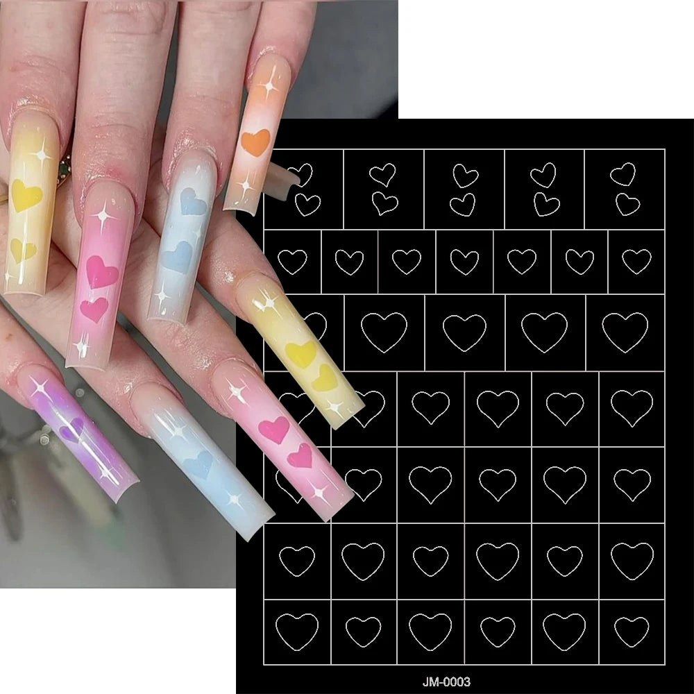24 Patterns Airbrush Stencils Nail Art Stickers Hollow Butterfly/Flower/Bow/French Line Printing Templates Nail Decal DIY Tools