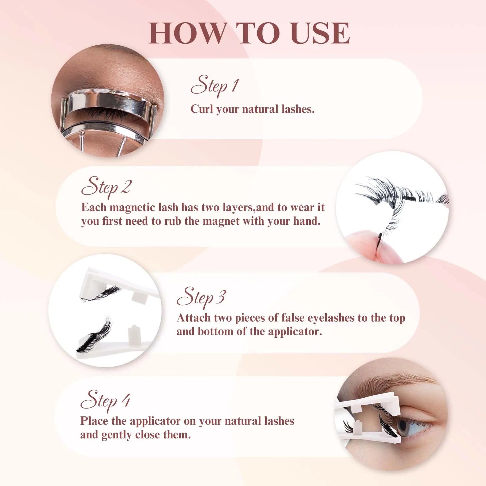 GEMERRY Magnetic Eyelashes with Applicator Natural Look Reusable Soft Strip False Lashes No Glue Makeup Kit Easy to Wear  Remove