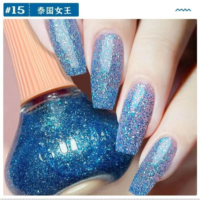12ml  No-bake Quick Dry Nail Polish Shimmer Nail Polish Quick Dry No Peelable Long Lasting Nail Art Varnish 45 Colors