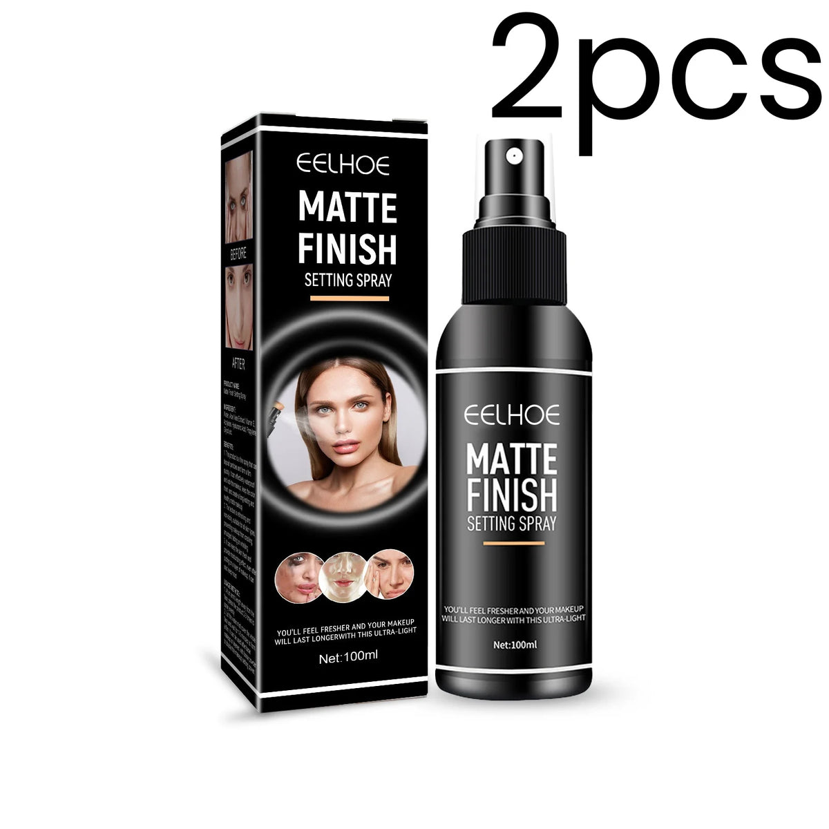 Eelhoe Matte Finish Setting Spray Oil Control Minimize Pores Waterproof Quick Film Forming Lightweight Makeup Fixing Spray 100ml
