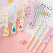 2Pcs/Set Cute Kids Hairdressing Comb Anti-static Pointed Tail Comb for Girls Whale Dinosaur Giraffe Unicorn Hair Cmb Kids
