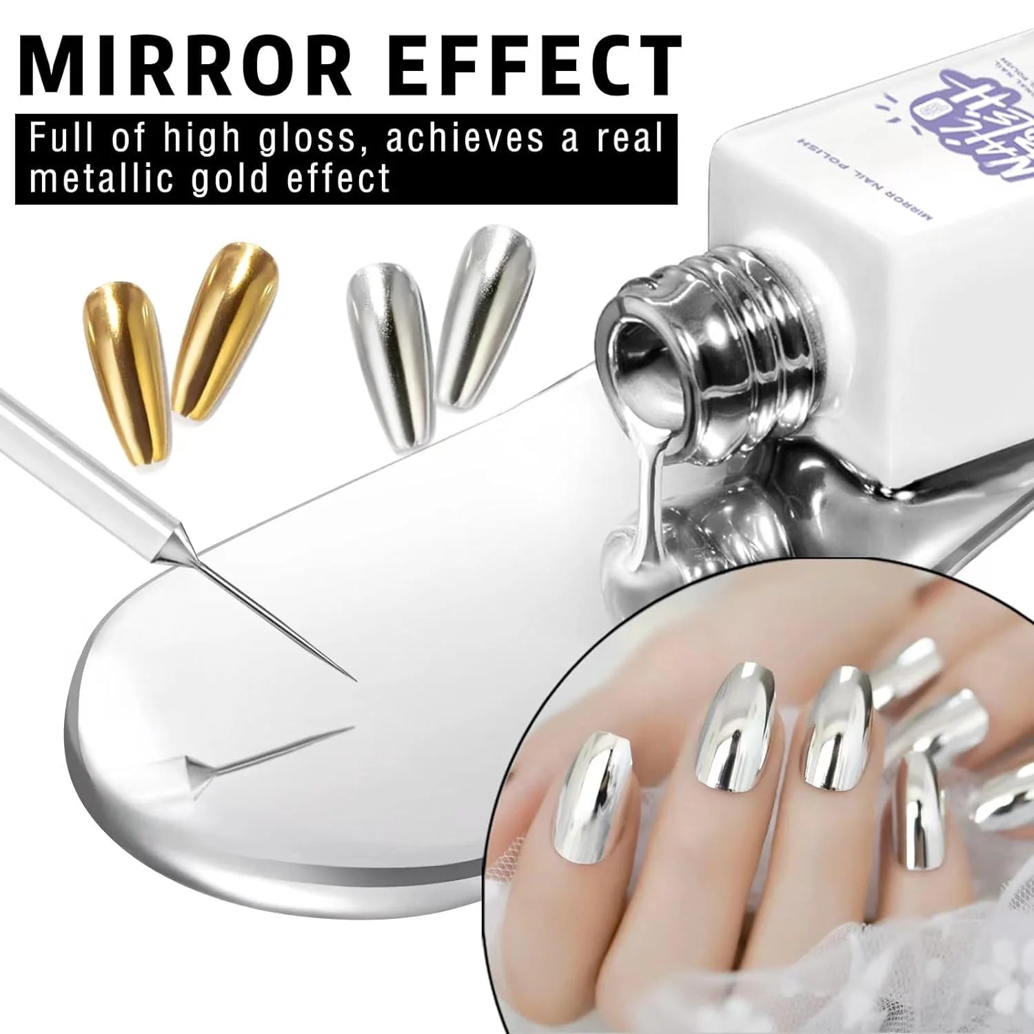 5/8/10/12ml 5D Metallic Painting Nail Gel Silver/Gold Liner Polish Mirror Chrome Effect Gel Nail Polish Soak Off UV/LED Drawing^
