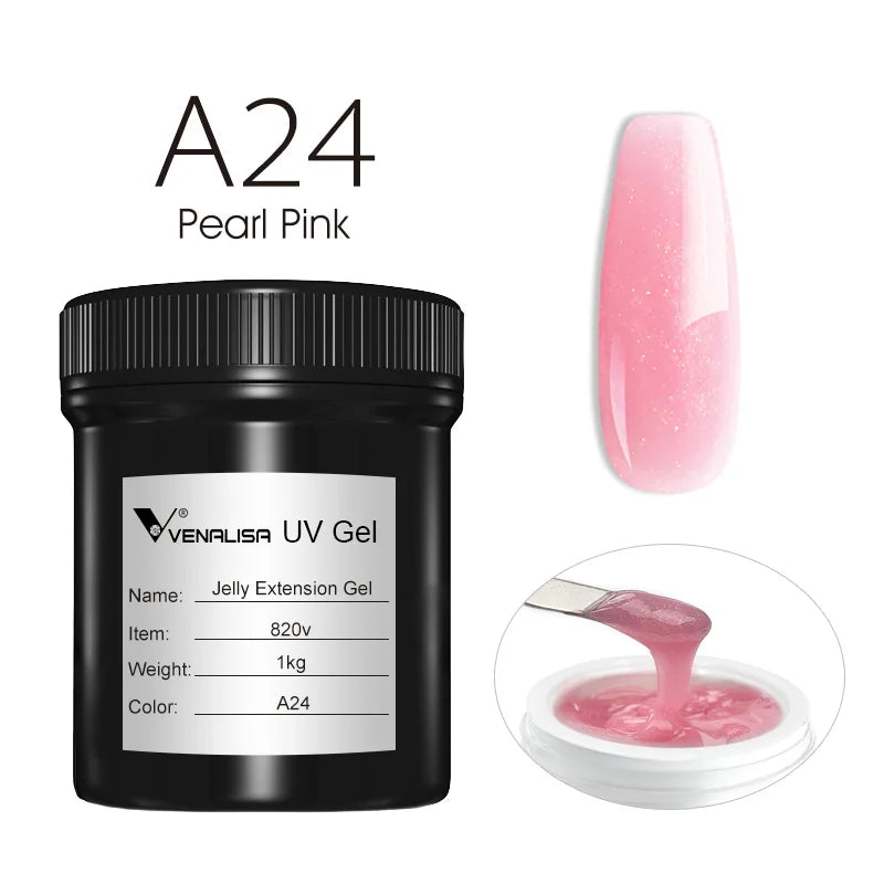 VENALISA Jelly Gel Large Volume 1L Jelly Nude Collection Not Burning Soak Off UV LED Soft Extension Gel Nail Gel Nail Manicure