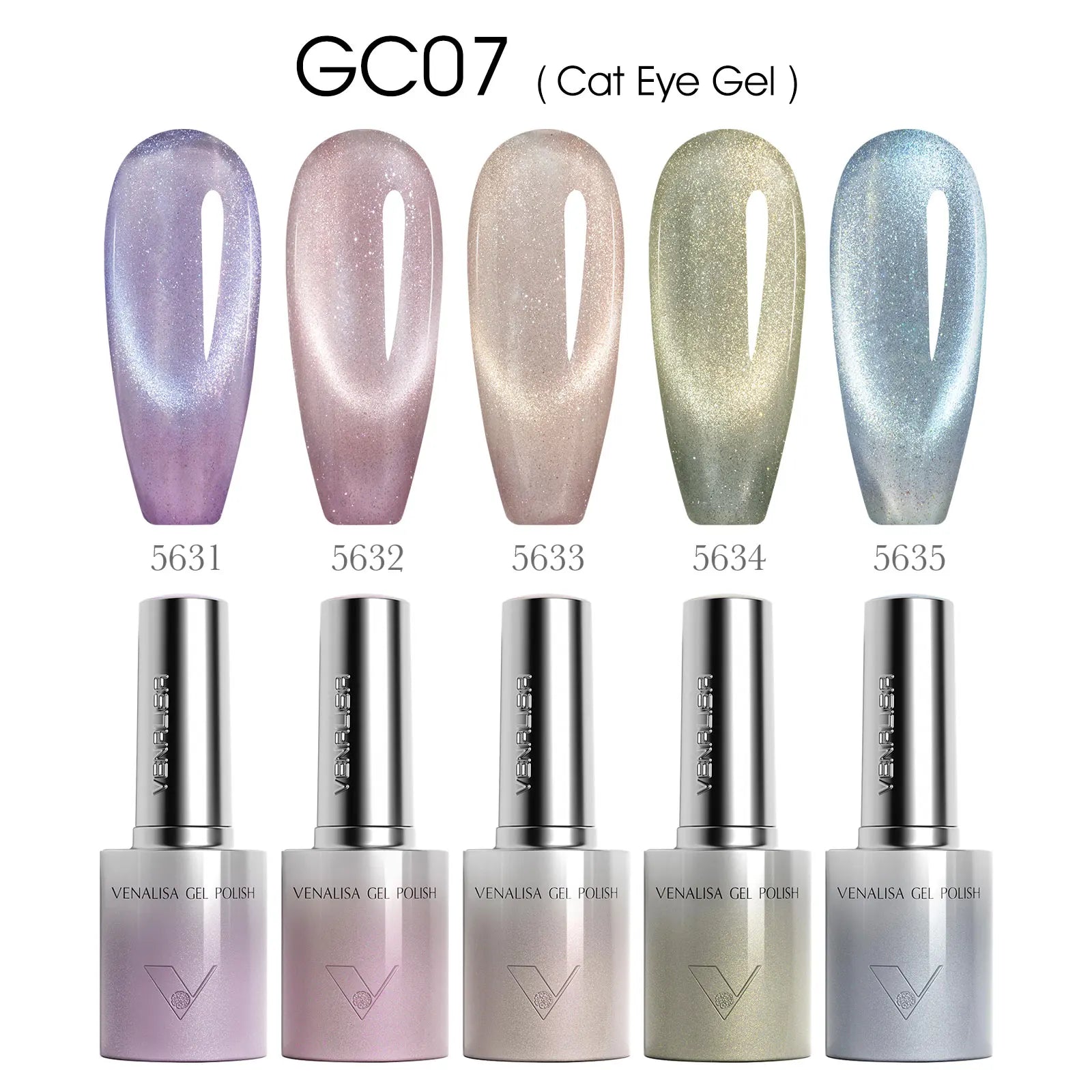 VENALISA 60 Colors TPO/HEMA FREE Glitter Gel Cat Eye Gel Nail Polish UV/LED Soak-Off Gel Polish Manicure DIY Nail Art Christmas