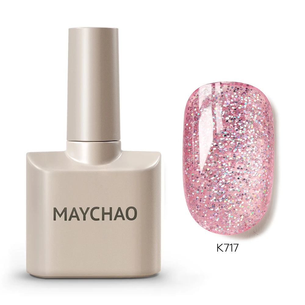 MAYCHAO Cherry Red Gel Nail Polish 12ml Glossy Semi Permanent Soak Off UV LED Frosted Gel Nails Base Painting Varnish