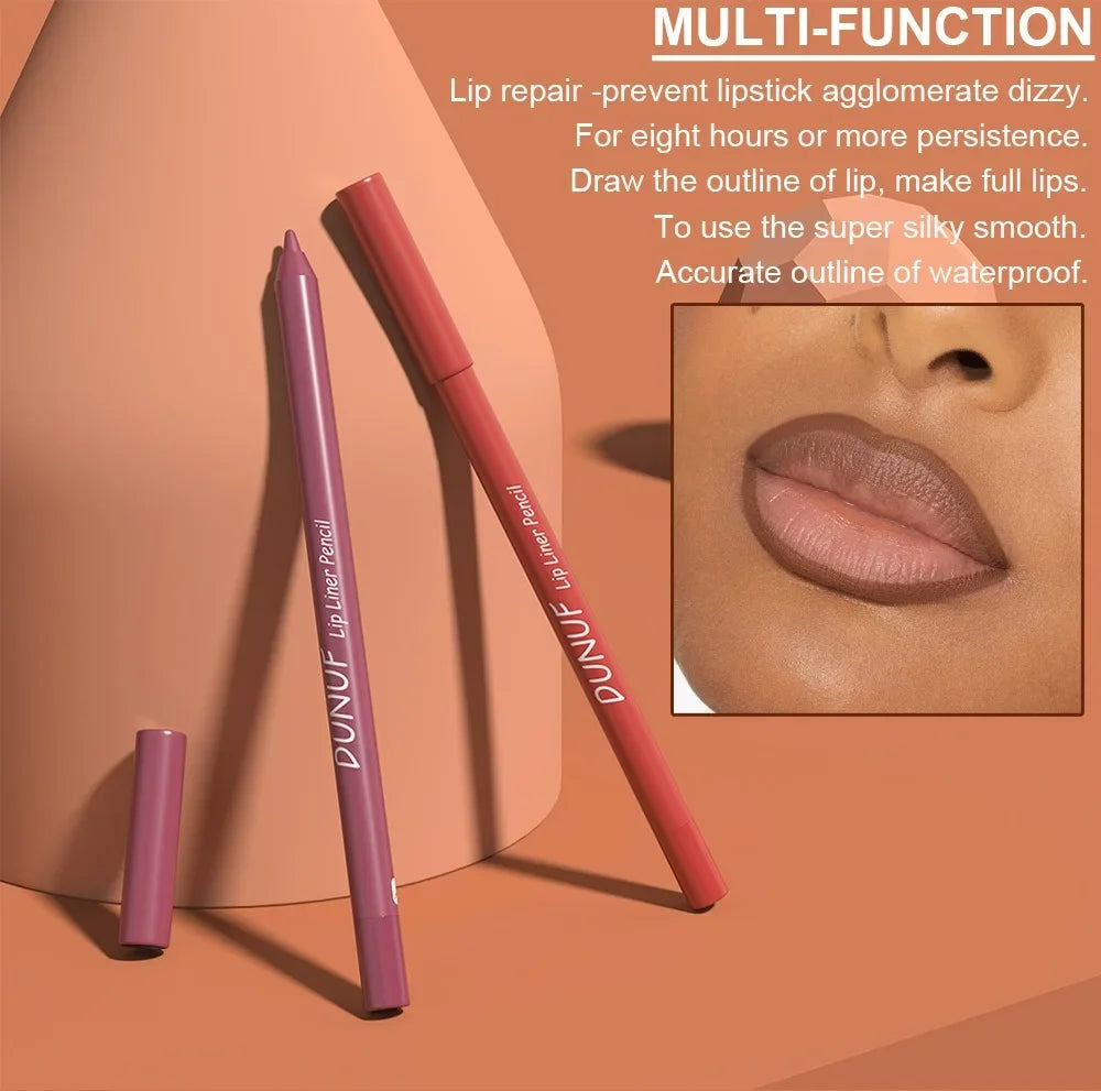 24 Colors Foaming Lipliner Durable Waterproof Soft Mist Lipstick Pen Gentle Pink Brown Purple Colors Matte Lip Contouring Pencil