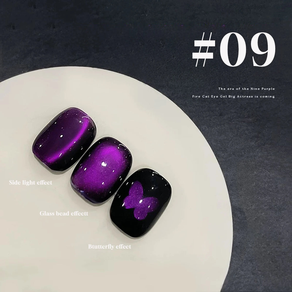 MIANEL 10ML Water-gloss Purple Cat Magnetic Gel Nail Polish 2026 New Clear Purple Glass Beads Cat Eye Nail Polish 1-6pcs
