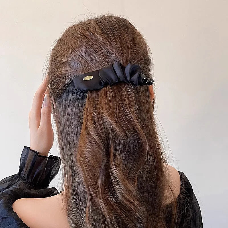 Korean Elegant Solid Fold Satin Banana Hair Clip For Women Girls Sweet Hair Ornament Hairpin Barrette Fashion Hair Accessories