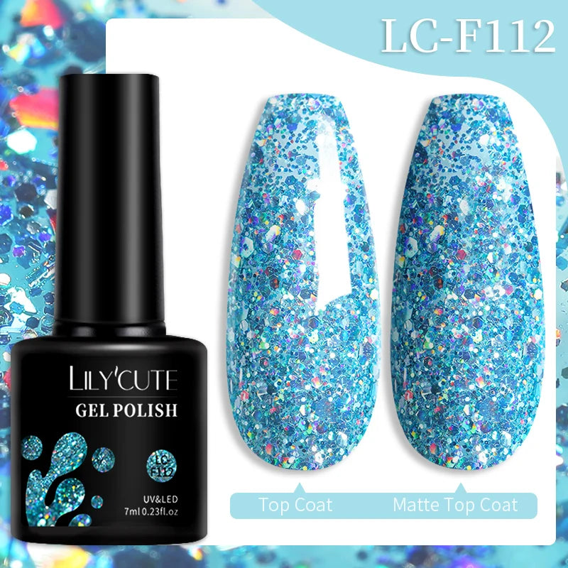 LILYCUTE 7ML Ocean Blue Cat Magnetic Gel Nail Polish Sparkling Glimmer Gel Polish Semi Permanent UV Magnet Gel Varnish Nail Art