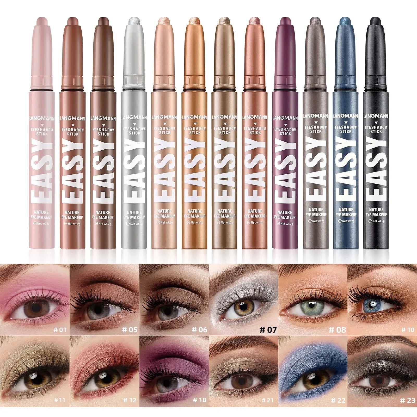 Pearlescent Matte Eyeshadow Pencil Waterproof Smoky Glitter Highlighter Pen Black Brown Makeup Tool Creamy Smooth