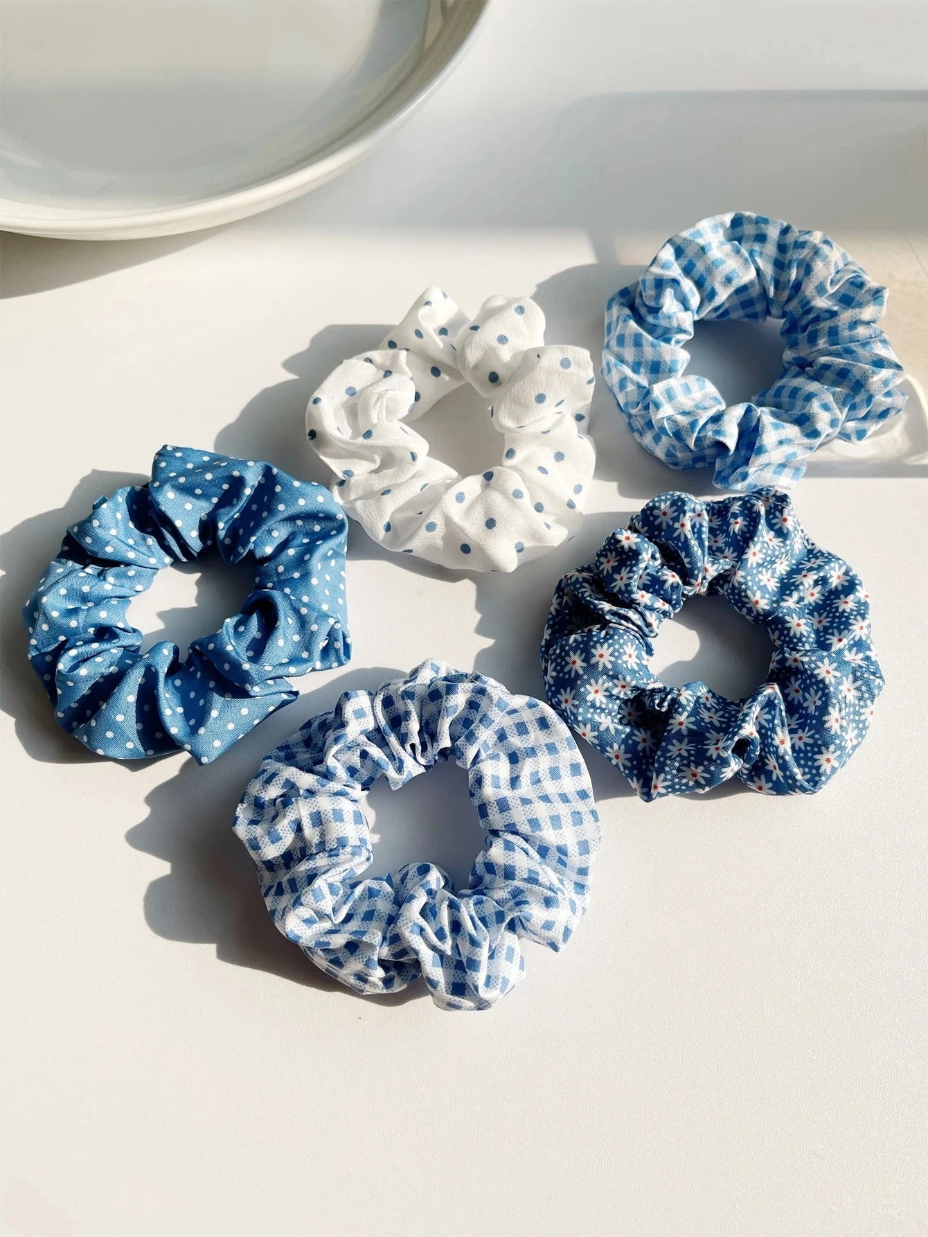 5Pcs Polka Dot Print Scrunchie Elegant Scrunchies Hair Ties Scrunchy Hair Ties