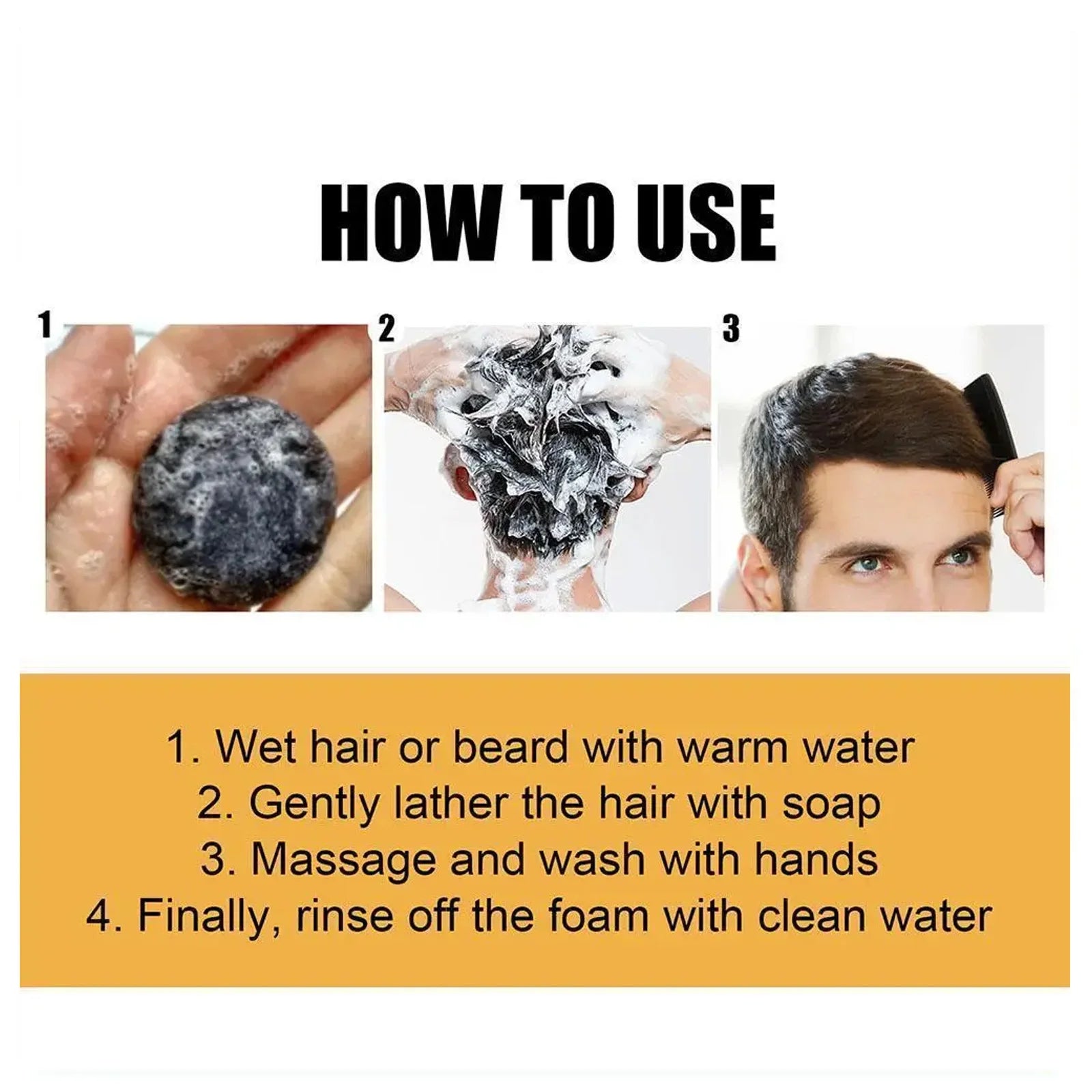 Bamboo Charcoal Shampoo Soap Deep Clean The Scalp Create Dark And Thick Hair Improve Dryness Hair Nourish Charcoal Shampoo Soap