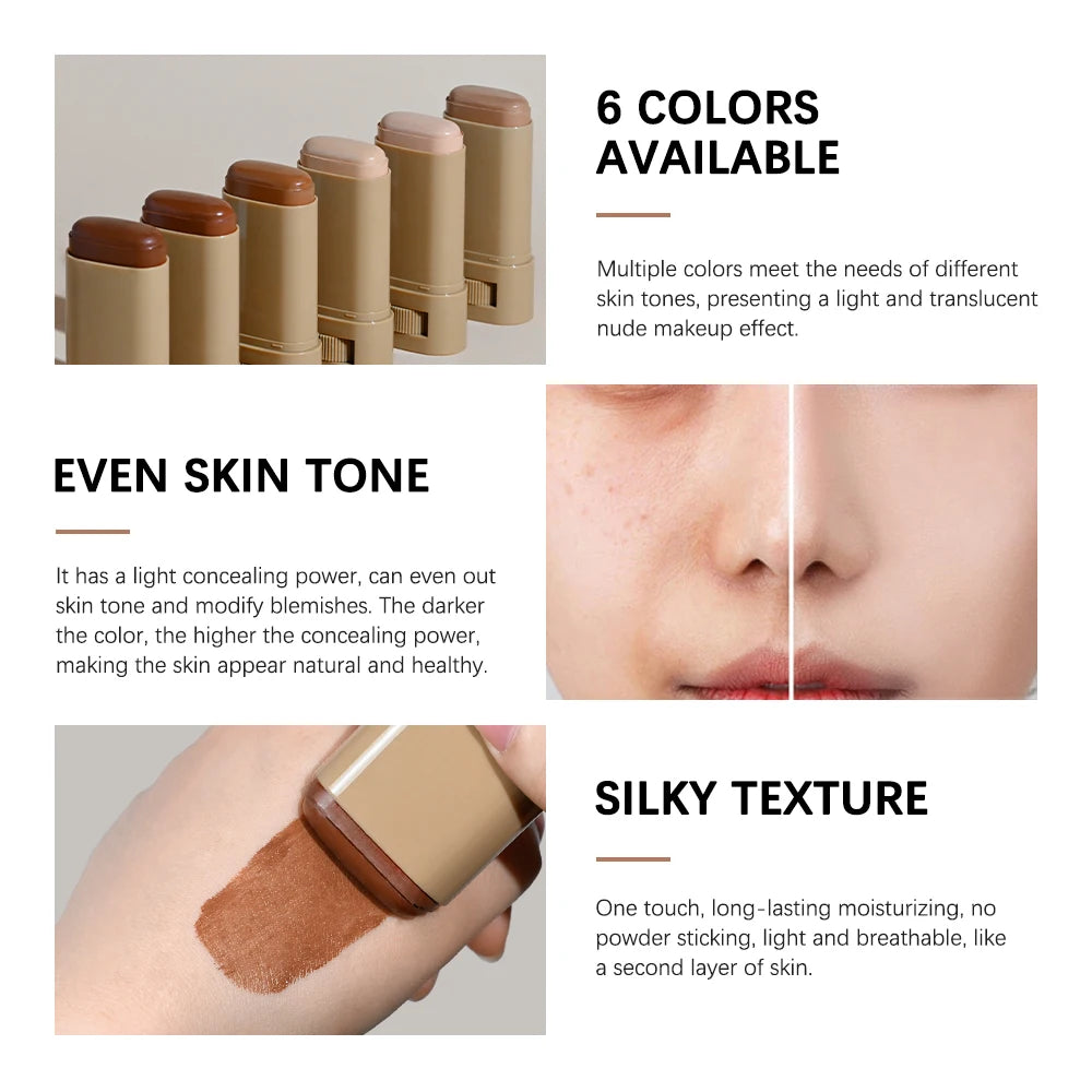 Eraser Foundation Stick Moisturizing Smooth High Coverage Silky Texture Travel-friendly Serum Boosted Skin Tint Solid Foundation