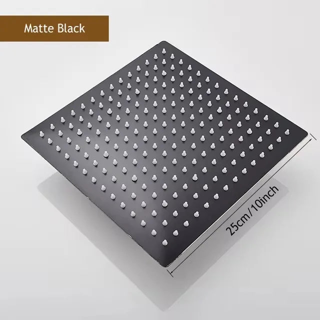 8" 10" 12" Black Silver Golden Stainless Steel High Pressure Waterfall Shower Head Large Flow Pressure Boosting Bathroom Shower