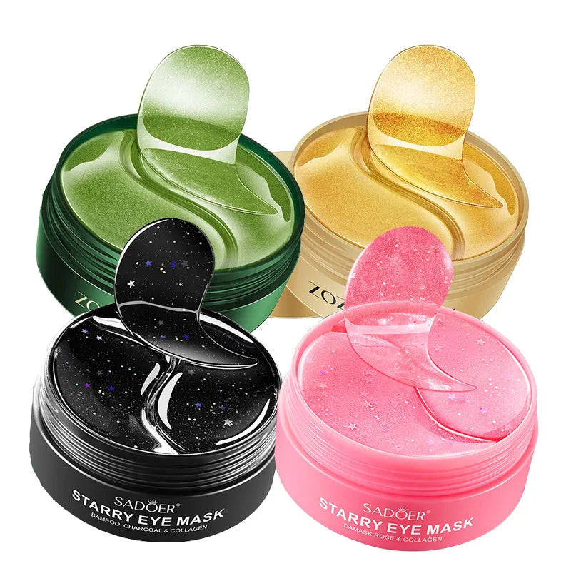 240pcs=120pairs Eye Patches Hyaluron Acid & Gold & Seaweed & Cucumber Hydrating Milk Moisturizing Crystal Collagen Gel Eye Mask