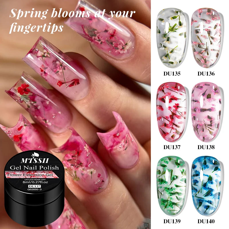 Flower Quick Extension Gel Nail Polish Dried Flower Construct UV Hard Gel Semi Permanent Acrylic Extension Nail Art Varnish DIY