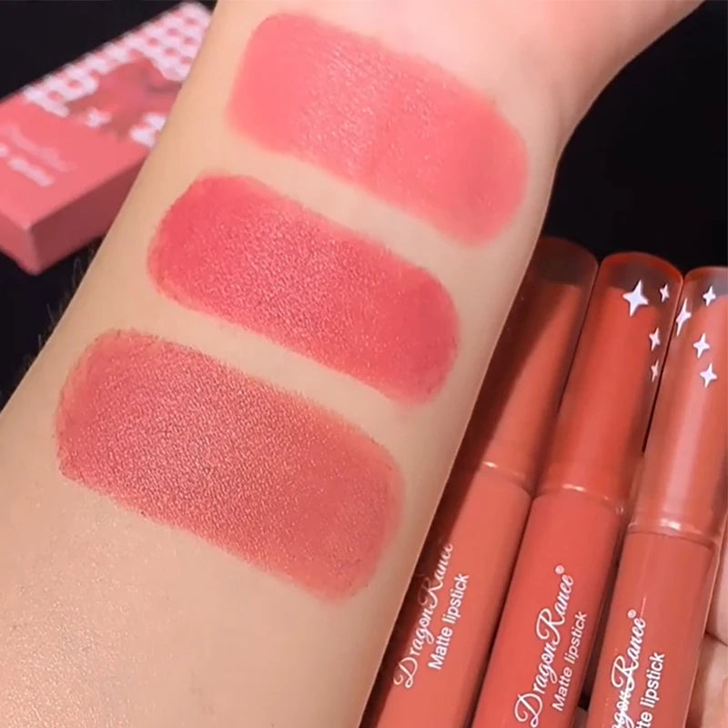 Nude Matte Lipstick Waterproof Nude Pink Lip Sticks Not Fading Sexy Red Velvet Lipsticks for Women Make Up Lasting Lip Cosmetics