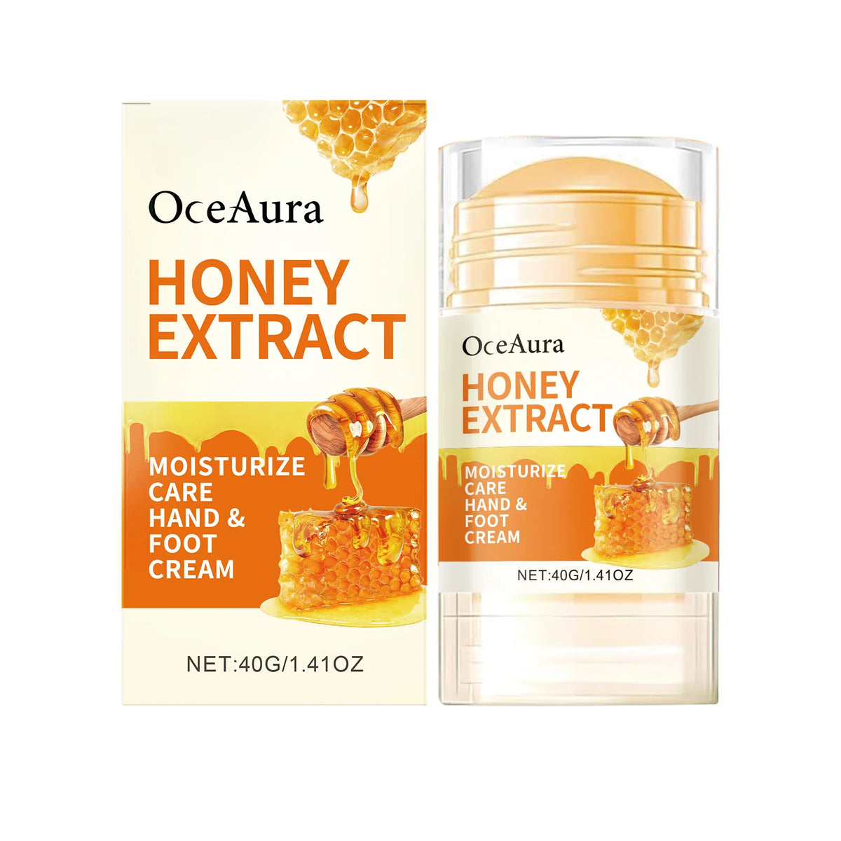 OceAura Honey Foot Cream for Cracked Damaged Feet Deep Hydration Moisturizing Skin Care with Coconut Oil for Hands and Feet 40g