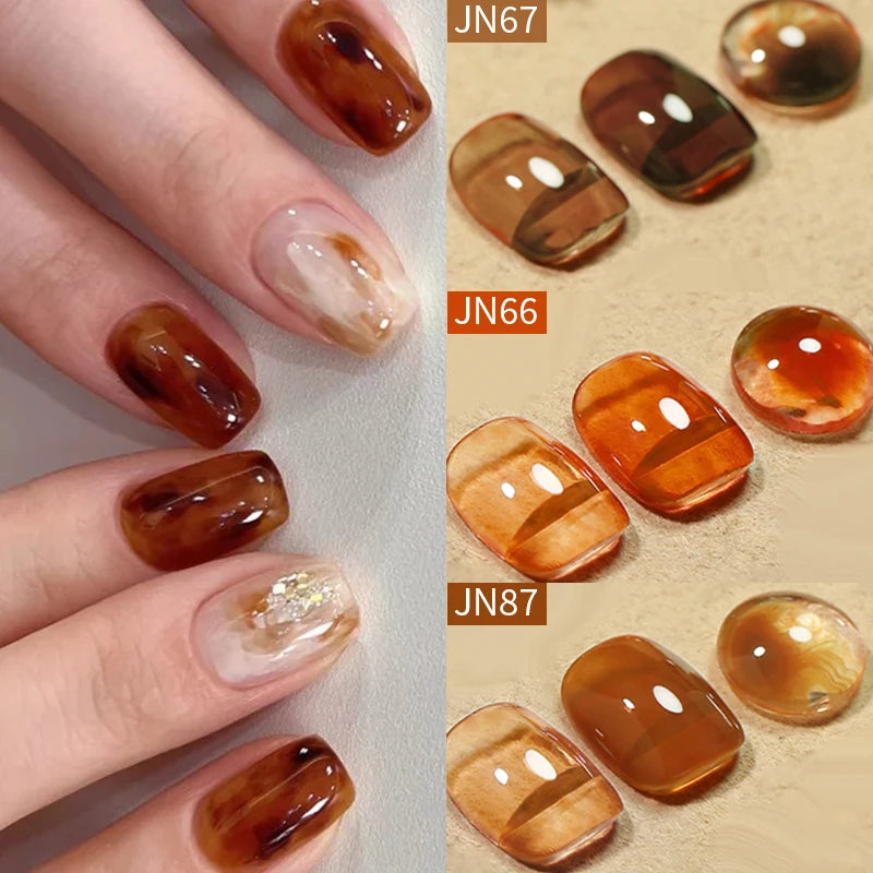 BORN PRETTY 10ml Translucent Color Gel Polish Jelly Nude Autumn Jelly Amber Semi Permanent UV Gel Nail Art Soak Off Gel Varnish