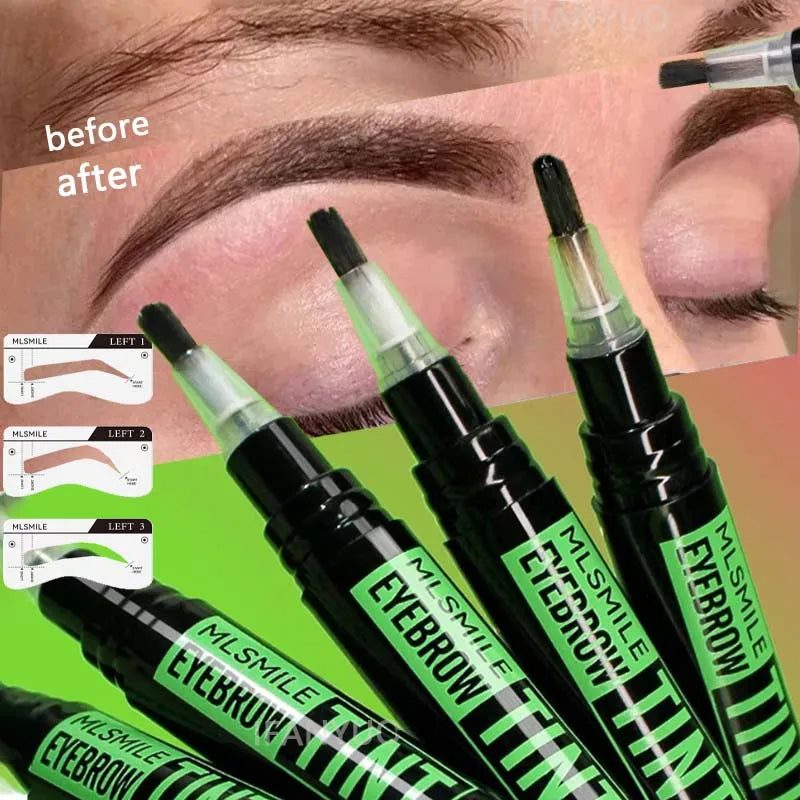 Liquid Eyebrow Dye Tint Brush Pencil Rotating Long Lasting Coloring Lasts 2 Weeks Waterproof Makeup Eye Brow Tattoo Stencil Kits