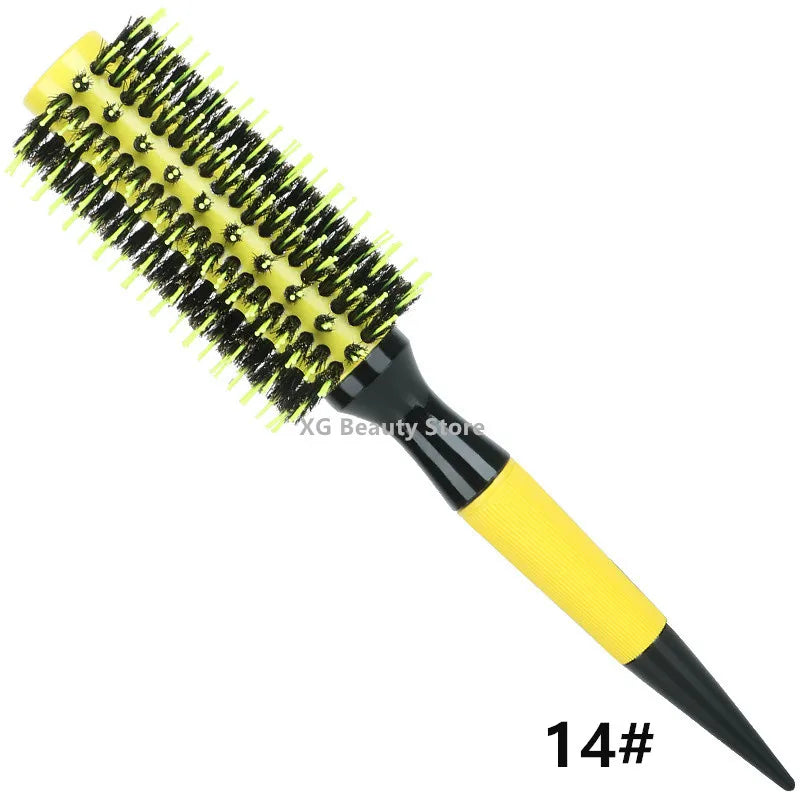 Professional 1/6pcs Boar Bristle Wooden Hair Comb Round Hair Brush Curling Combs Woman Hair Curlerl Hairdresser Styling Tool
