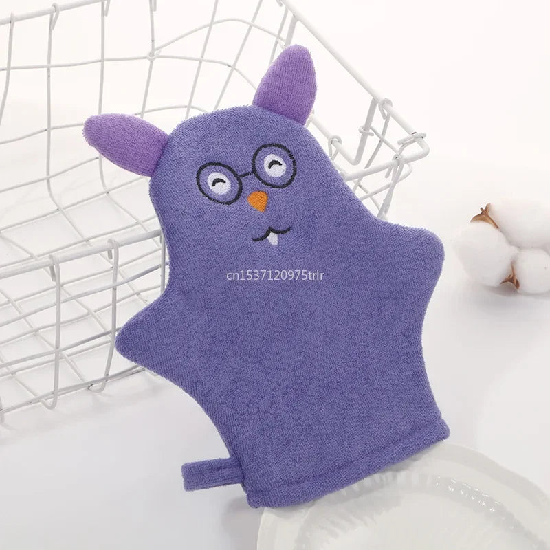 New Baby Bath Gloves for Kids Cartoon Animal Shape Shower Brush Washcloth for Bathing Children Wash Clean Shower Massage