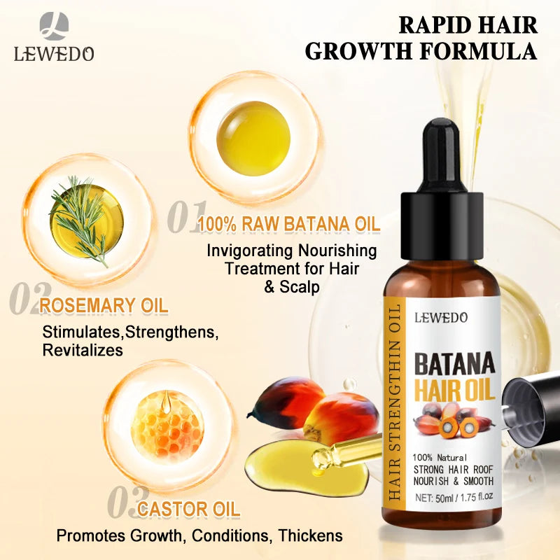 Lewedo Naturals Batana Oil Fast Hair Growth for Men Women Pure Batana Oil Nourish Shiny Hair Healthy Hair Care Anti Hair Loss