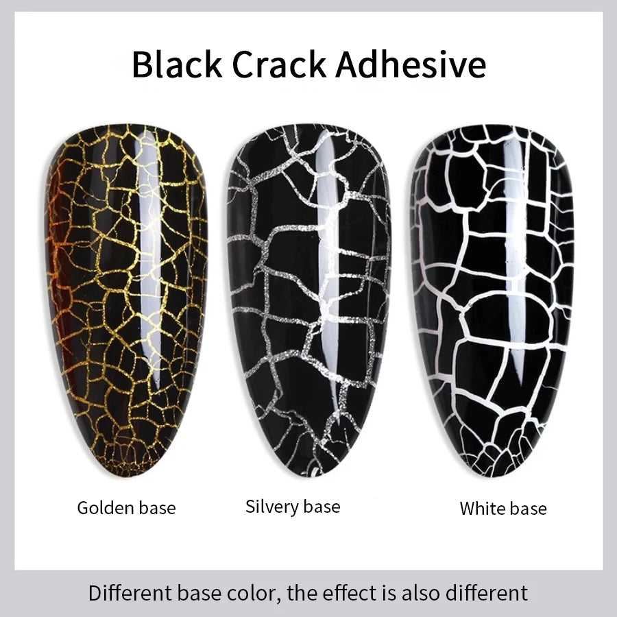 RSNAIL Crackle Gel Nail Polish Natural Dry DIY Nail Art Cracking Gel Polish Crackle Black White Gel Soak Off Varnish Design 10g