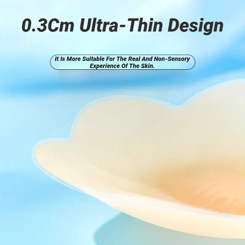2Pieces/Set Of Circular Flower Shaped Women'S Silicone Pull-Up Chest Patch Ultra-Thin Anti Convex Solid Adhesive New Reusable