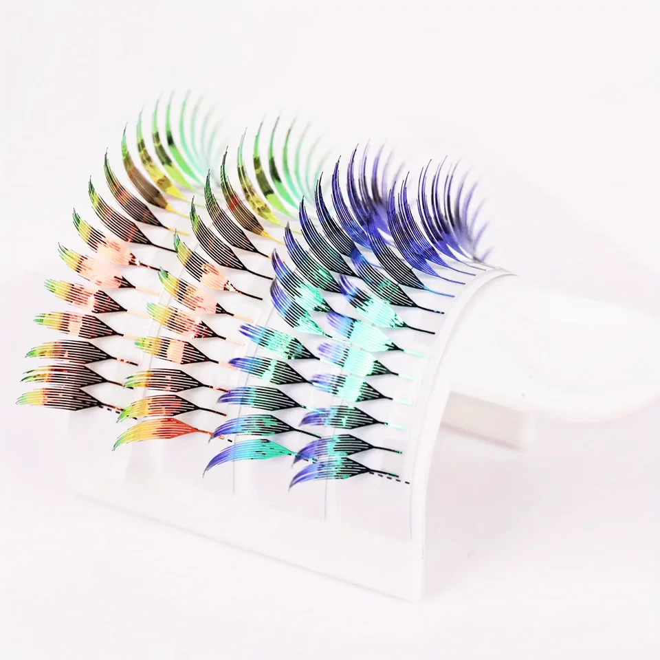 New Fashion Shiny Comic Spire Eyelash Extension Holographic Manga False Eyelashes Tinsel Anime Lashes For Christmas Party Makeup
