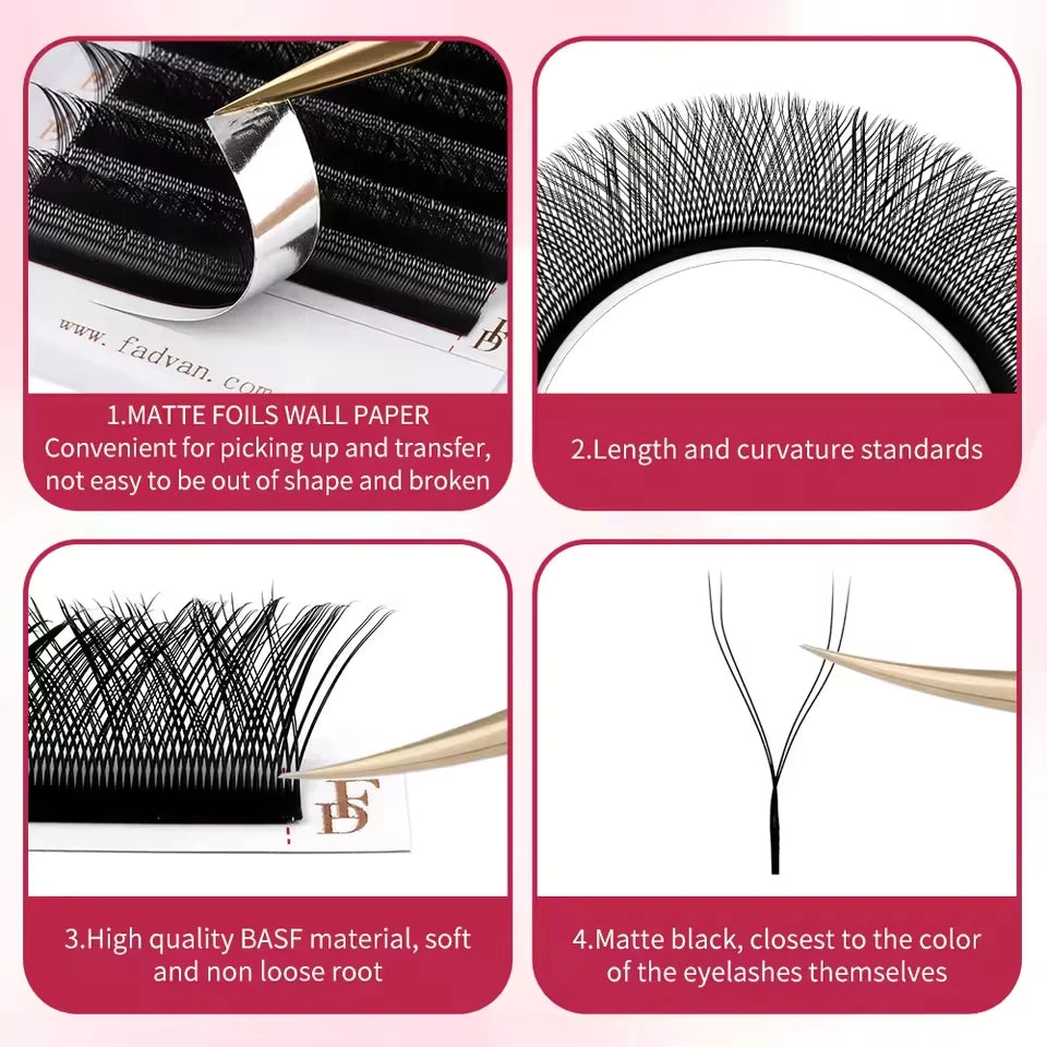 FADVAN YY/SYY Shape L/LU(M)/C/D/DD Brown Eyelashes Extension Soft Premium False Lashes Individual Makeup Black Crisscross Beauty